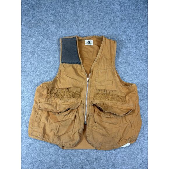 Vintage 90s Black Sheep Vest Men Large Brown Full Zip Utility Outdoor Fishing - Picture 4 of 9